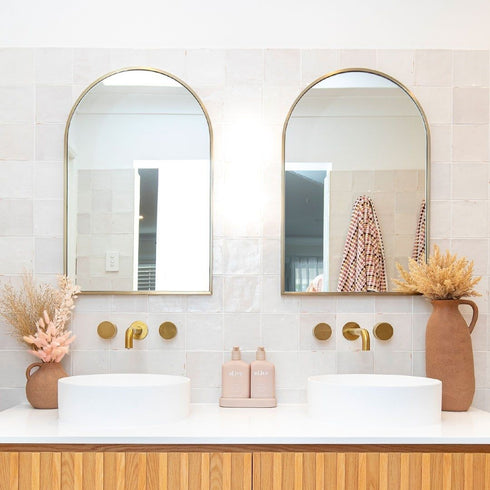 Apsel Arch Brushed Brass Wall Mirror