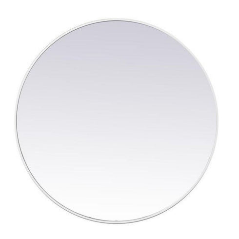 Asa Minimalistic Modern Matt White Metal Frame Round Mirror