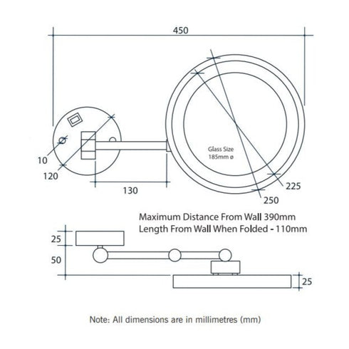 Ablaze Black LED Backlit Round Shaving Mirror