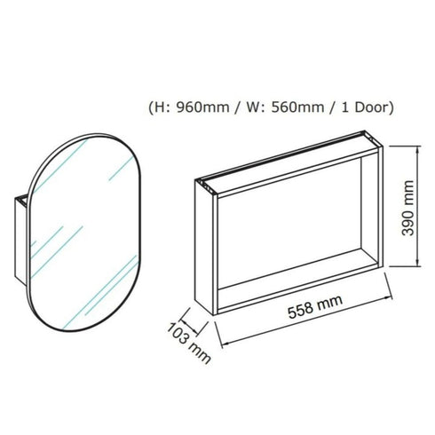 Noelle Black Pill Mirror Cabinet