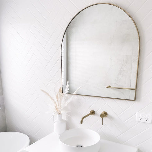 Apsel Arch Brushed Brass Wall Mirror