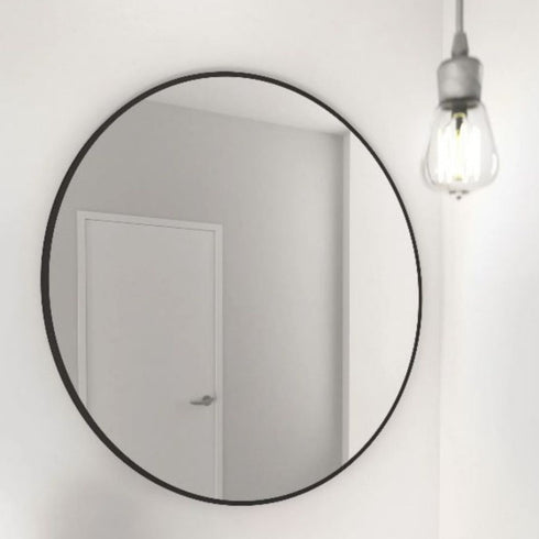 Osric Black Round Mirror