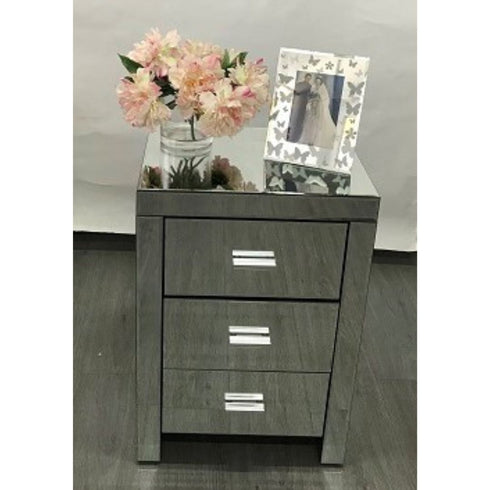 Merida 3-Drawers Mirrored Bedside Table