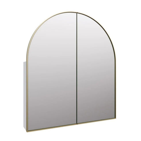 Amaris Satin Brass Arch Mirrored Cabinet