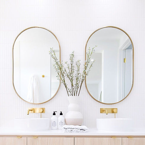 Aaden Pill Satin Brass Wall Mirror