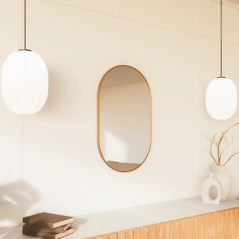 Cyne Pill Brushed Brass Wall Mirror
