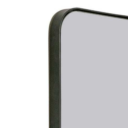 Asa Modern Minimalist Rounded Corners Black Metal Frame Wall Mirror