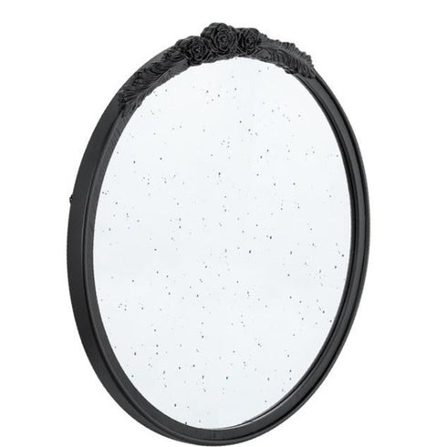 Vernie Rose Black Round Wall Mirror