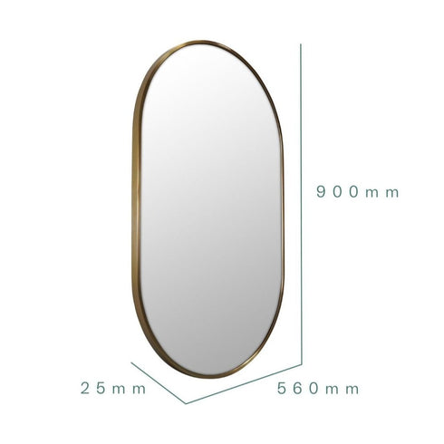 Aaden Pill Satin Brass Wall Mirror