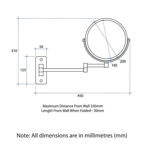 Ablaze Double Sided 1x & 5x Magnification Brushed Brass Round Shaving Mirror