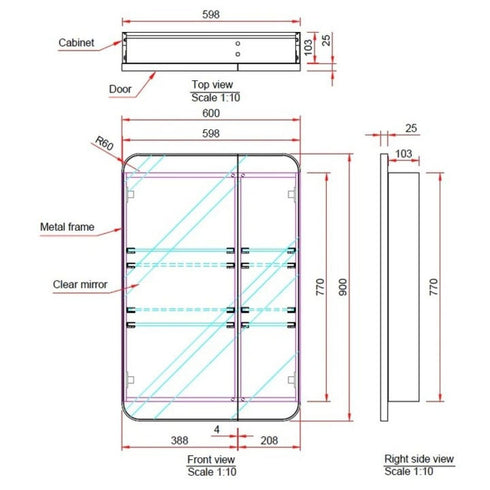 Zivile Rectangle Brass Mirror Cabinet