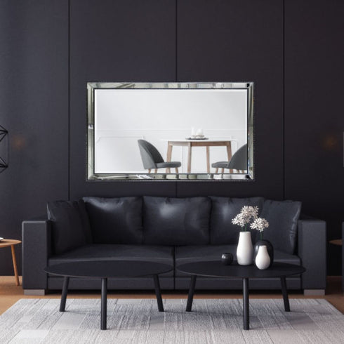 Melania Black Mirrored Frame Wall Mirror