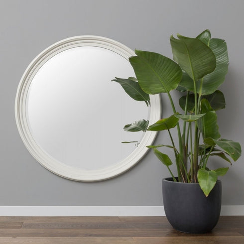 Iona White Round Mirror