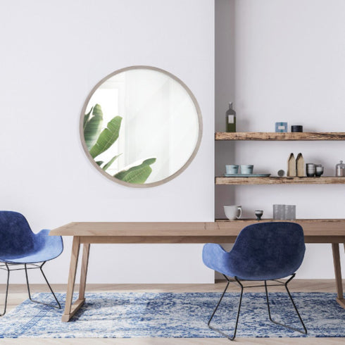 Angela Wood Grain Round Wall Mirror