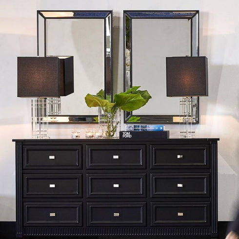 Zeta Beaded Black Wall Mirror