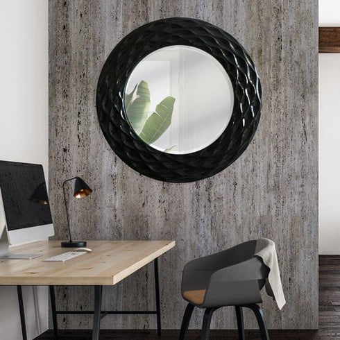 Hudson Black Round Mirror