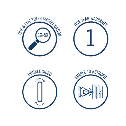 Ablaze Double Sided 1x & 5x Magnification Brushed Brass Round Shaving Mirror