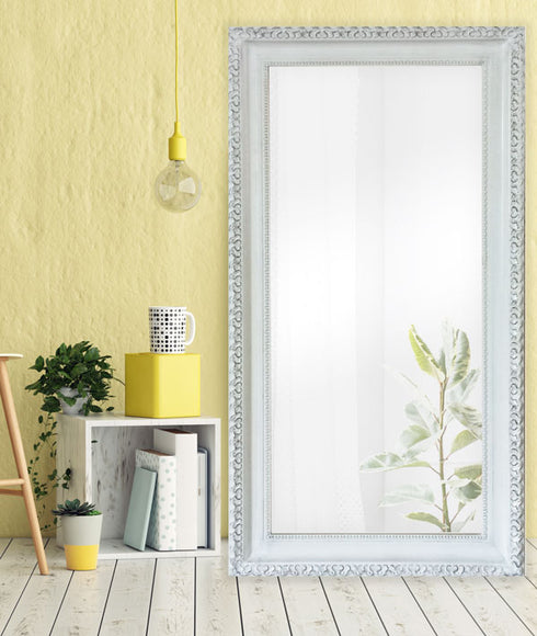 Charlotte Ornate Brushed White Wall Mirror