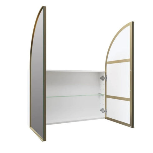 Amaris Satin Brass Arch Mirrored Cabinet