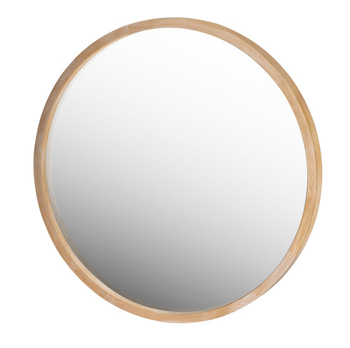 Tisha Light Wood Round Mirror