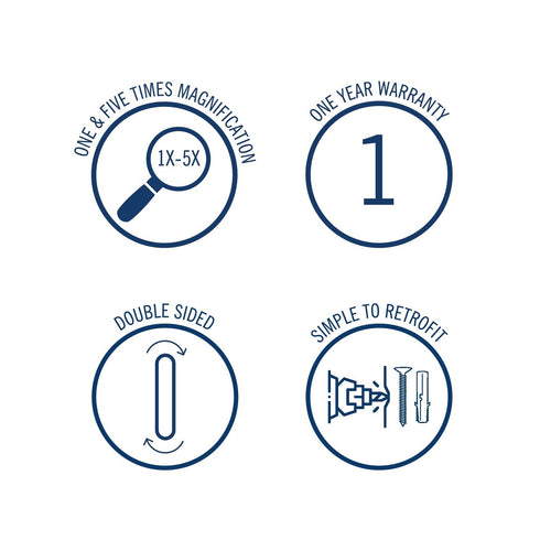 Ablaze Double Sided 1x & 5x Magnification Brushed Nickel Round Shaving Mirror