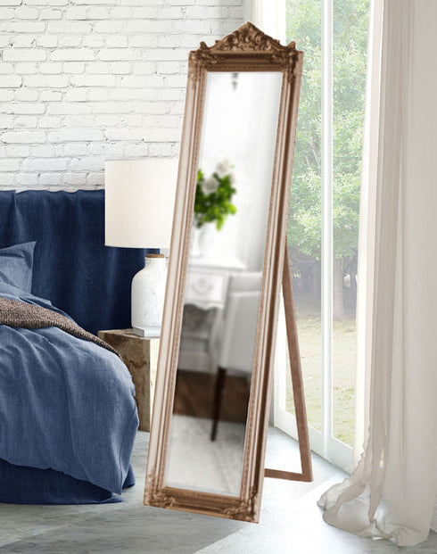 Evelyn Ornate Champagne Standing Mirror
