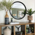 Tisha Black Solid Wood Round Mirror