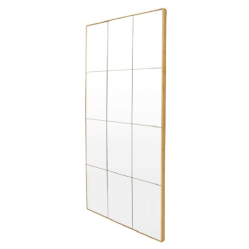 Loft Window Style Brass Wall Mirror