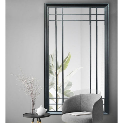 Edward Window Style Black Wall Mirror