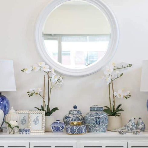 Iona White Round Mirror