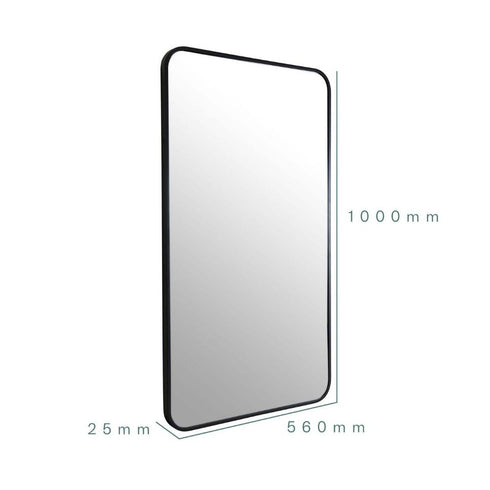 Albin Radius Rectangle Black Wall Mirror