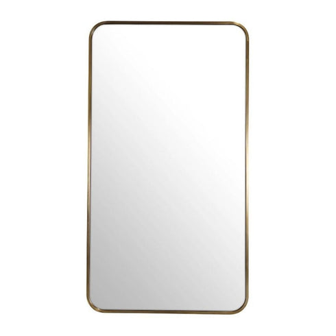 Albin Radius Rectangle Satin Brass Wall Mirror