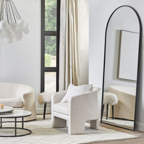 Alvina Arched Black Wall Mirror