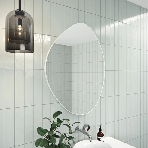 Miel Pebble Shape White Wall Mirror