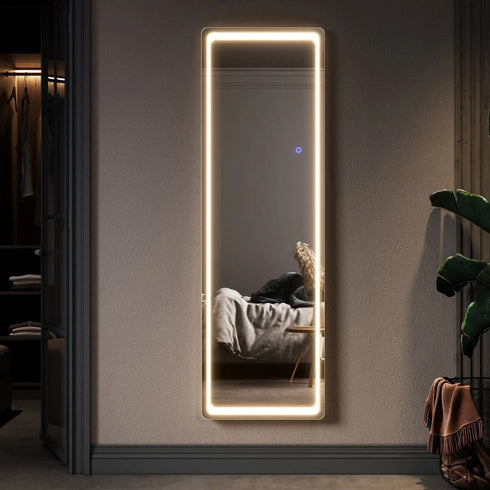 Ryenne Round Corner 3 Color LED Dressing Wall Mounted/Standing Mirror