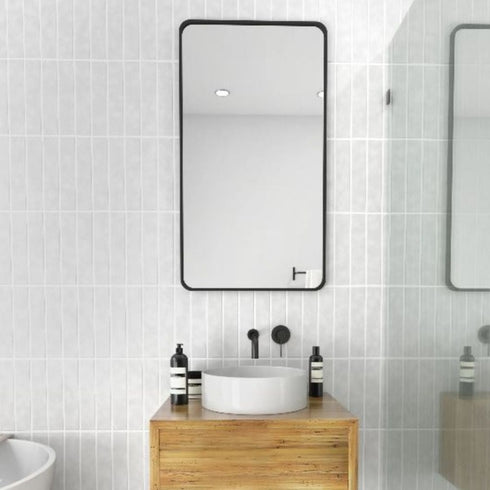 Albin Radius Rectangle Black Wall Mirror