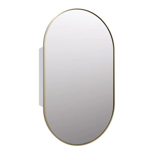 Noelle Satin Brass Pill Mirror Cabinet