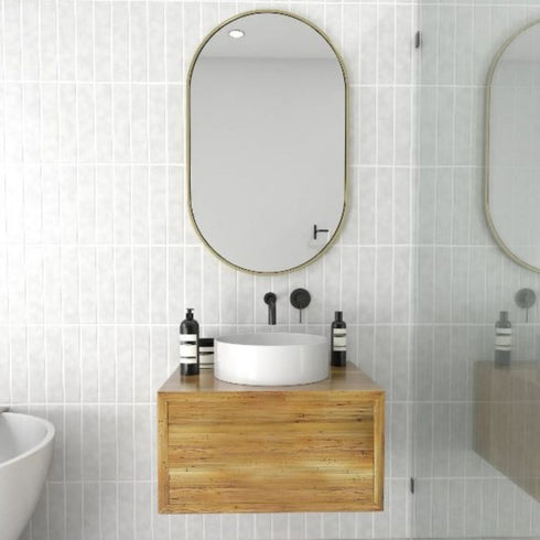 Aaden Pill Satin Brass Wall Mirror