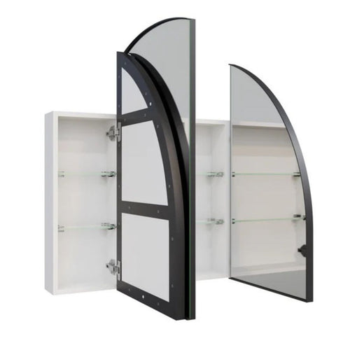 Myli 3-Door Arch Black Mirror Cabinet