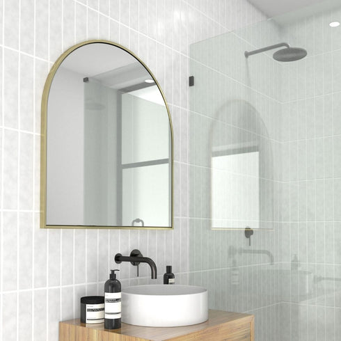 Apsel Arch Brushed Brass Wall Mirror