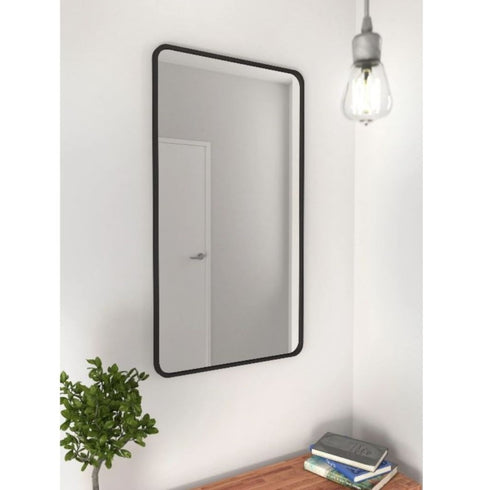 Albin Radius Rectangle Black Wall Mirror