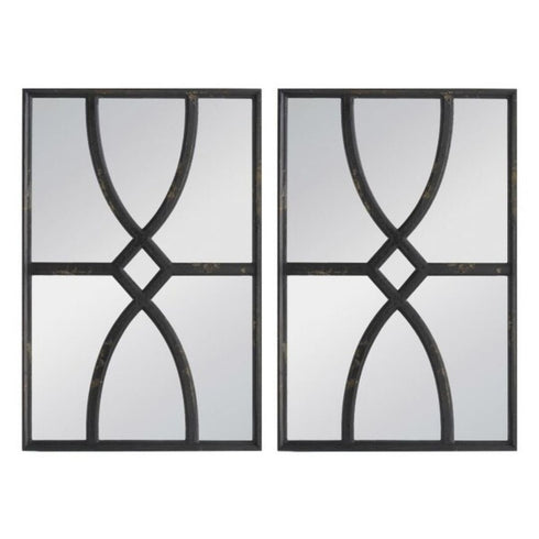 Knox Set Of 2 Black Carved Wall Mirrors