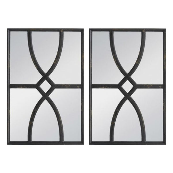 Knox Set Of 2 Black Carved Wall Mirrors