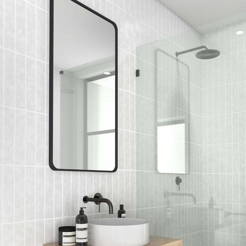 Albin Radius Rectangle Black Wall Mirror
