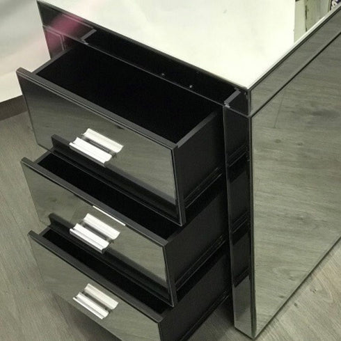 Merida 3-Drawers Mirrored Bedside Table