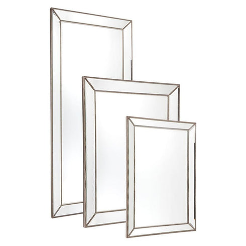 Zeta Antique Silver Beaded Frame Mirror