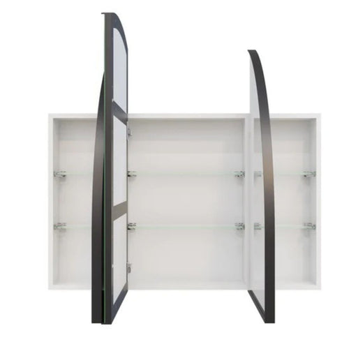 Myli 3-Door Arch Black Mirror Cabinet