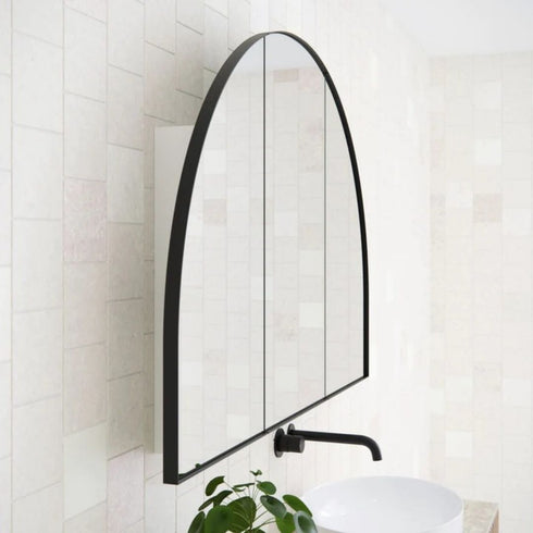 Myli 3-Door Arch Black Mirror Cabinet