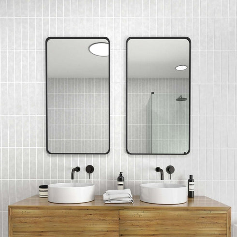Albin Radius Rectangle Black Wall Mirror