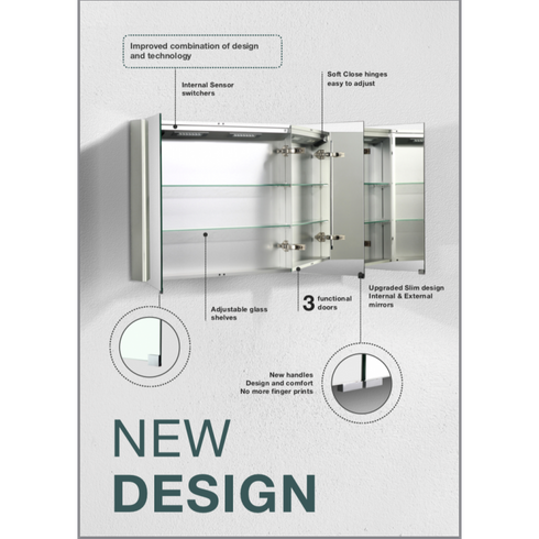 Alessio Italian LED Bathroom Mirrored Shaving Cabinet